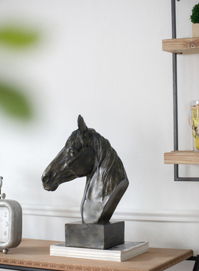 摆件办公室桌面马头摆设美式