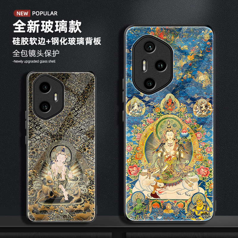 适用荣耀300玻璃唐卡手机壳