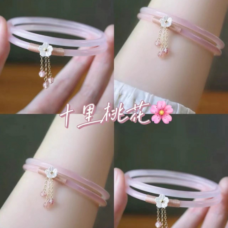 民族风玉髓手镯女夏季细圆叮当镯