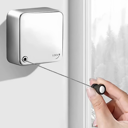 304不锈钢隐形伸缩免打孔晾衣绳