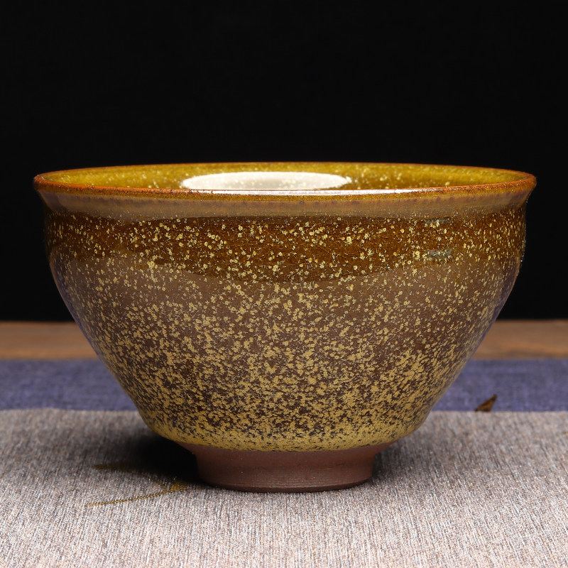 建阳建盏茶杯陈平花月夜小菊花纯手工功夫主人杯茶盏天目盏大号