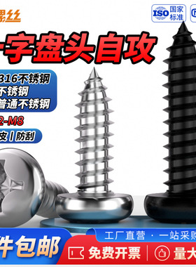 JS黑色316不锈钢十字盘头自攻小螺丝螺钉2.9M3.5/9M4.2/8M5.5M6.3