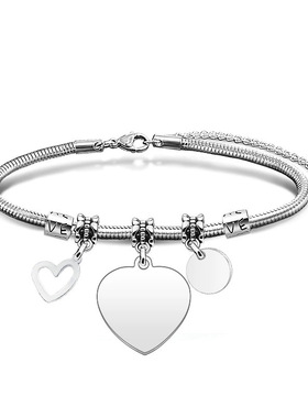 不锈钢手链欧美蛇骨手链多配件空白材料节日礼物钛钢手链