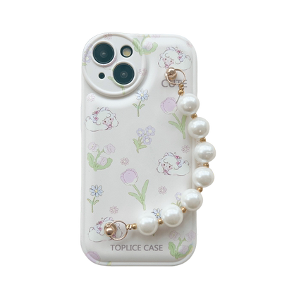 小清新可爱羊珍珠链条适用iphone13苹果14手机壳15小众12华为P60荣耀80oppoReno9vivoX100小米11红米K70软壳
