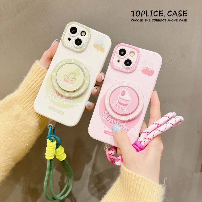 夏小清新冰激凌磁吸支架适用iphone12苹果13手机壳14挂绳15pro华为P70荣耀80oppoReno9vivoX100小米11红米K60