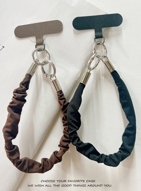 小众简约黑色咖啡色褶皱短绳挂绳适用于手机壳结实耐用防丢挂链ccd相机拍立得汽车钥匙扣短款手腕带便携手绳