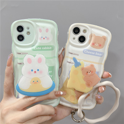 oppo手机壳创意可爱熊兔支架手环