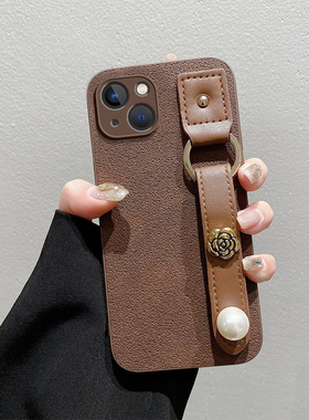 月坑纹复古山茶花腕带OPPOReno9手机壳8/7/6/5/4se新款K10/K11X女款R17小众findX5/X6斜跨绳A1/A2pro女A96A57