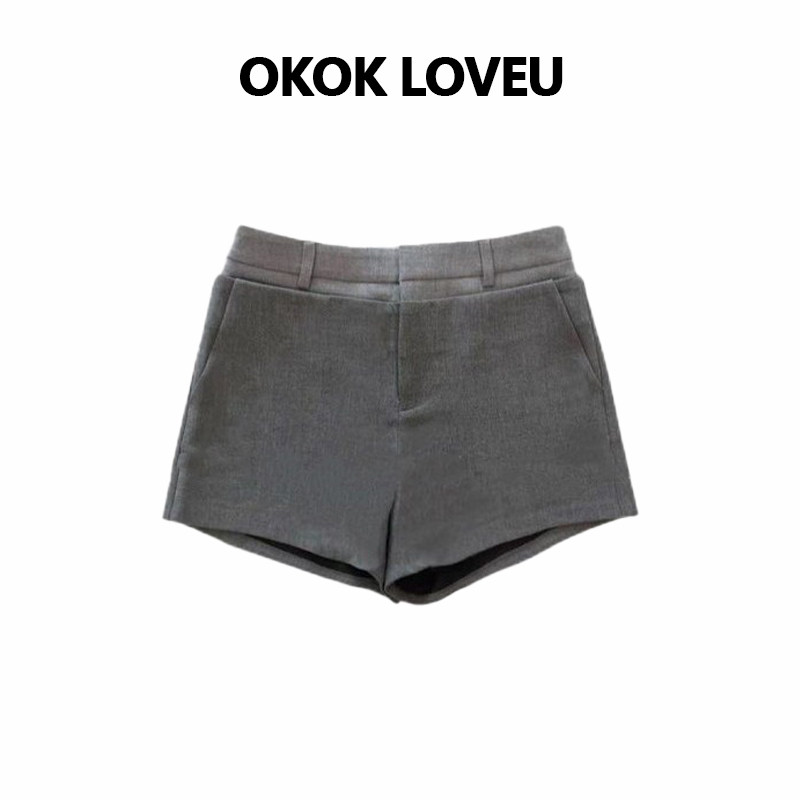 OKOK LOVEU【通勤C位】双色极简百搭显瘦西装短裤高腰休闲裤子女