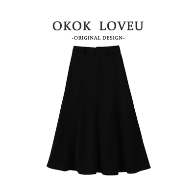 黑色高腰半身裙子女2025冬季新款