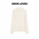 单排扣设计修身 OKOK 上衣 简调 气质翻领白色针织衬衫 LOVEU 欧式