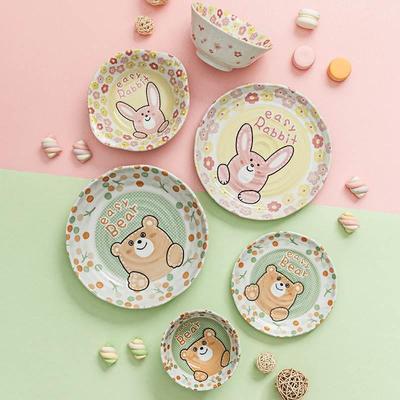有古窑儿童碗日本卡通兔子陶瓷水果碗盘子 日式餐具家用可爱饭碗