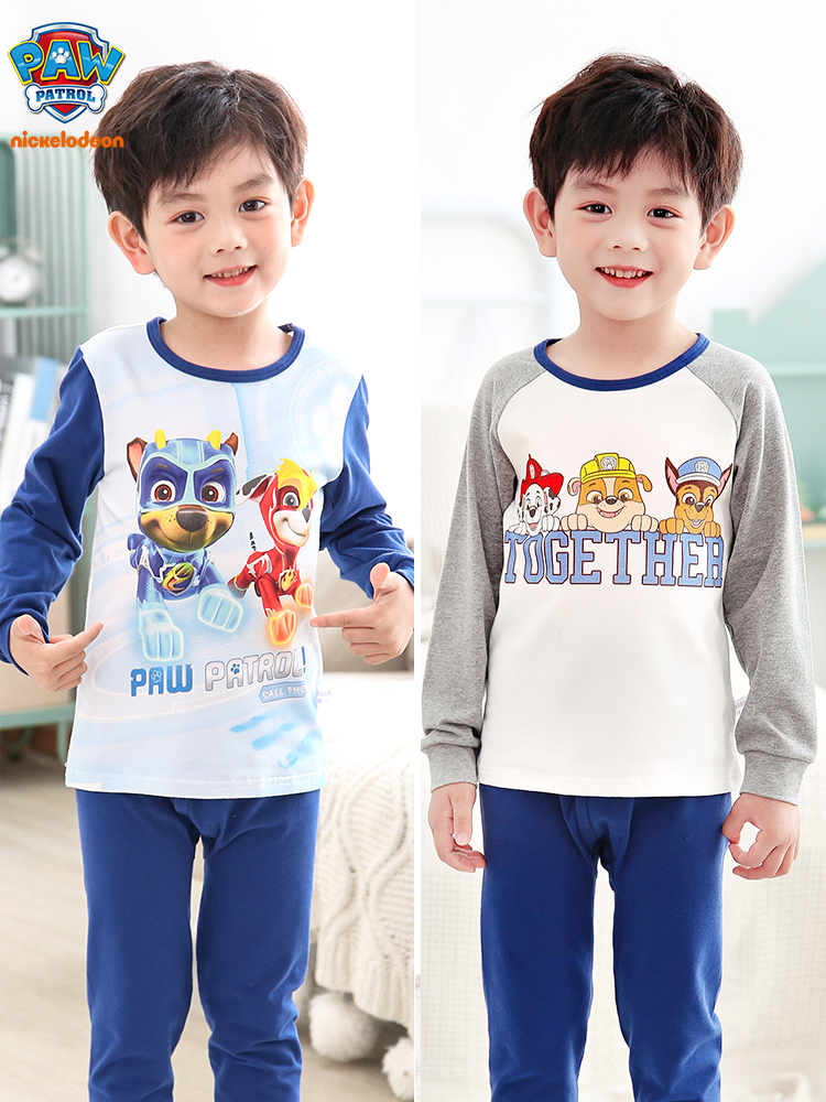 Clearance Wangwang team children's autumn clothes and autumn pants boys' underwear set warm pure cotton autumn and winter boys' pajamas thickened