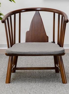 侘寂风23厘米日式实木矮椅子靠背榻榻米座椅护腰茶室矮脚和室椅