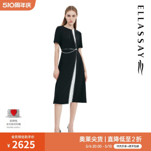 新款 ELLASSAY歌力思夏季 三醋酸职业通勤圆领连衣裙女EWF332Y13800