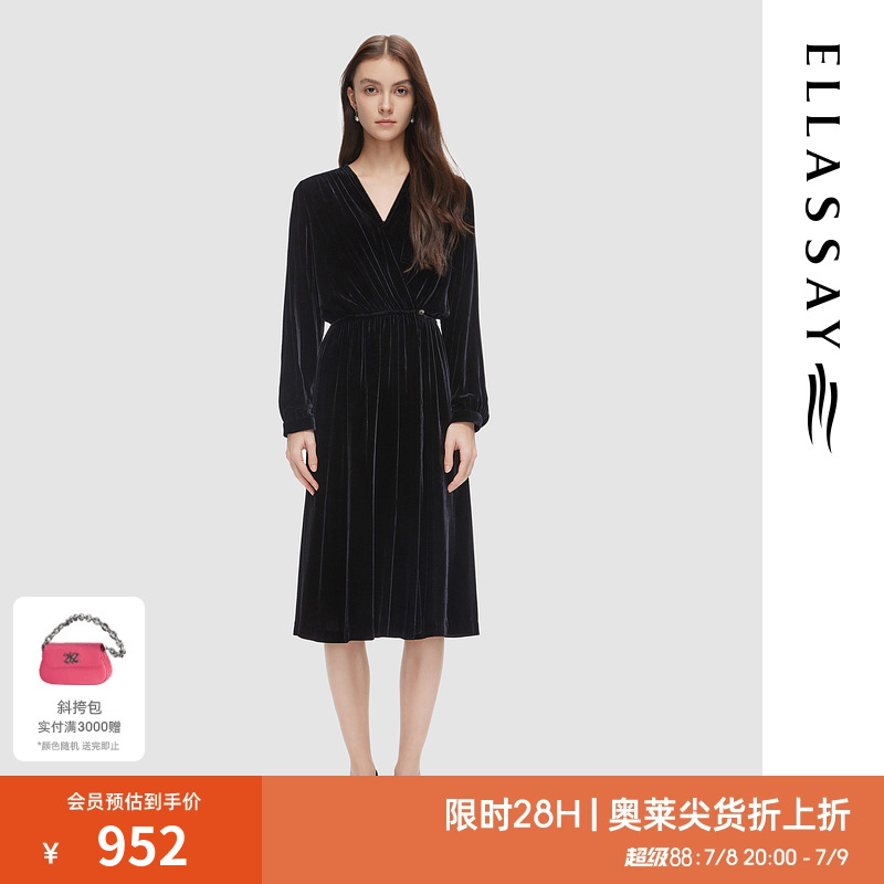 桑蚕丝慵懒丝绒歌力思连衣裙