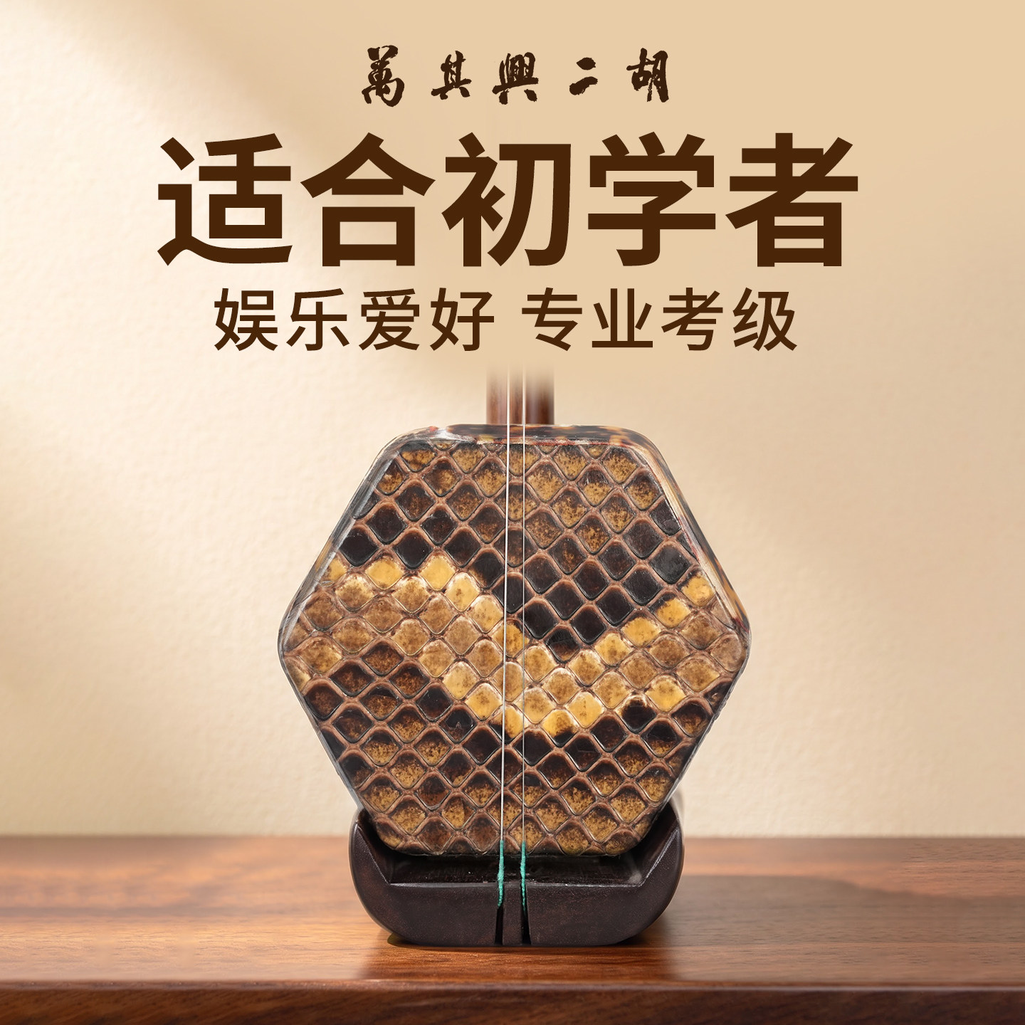 万其兴二胡乐器初学者入门小学生考级二胡十大名牌紫檀黑檀老红木