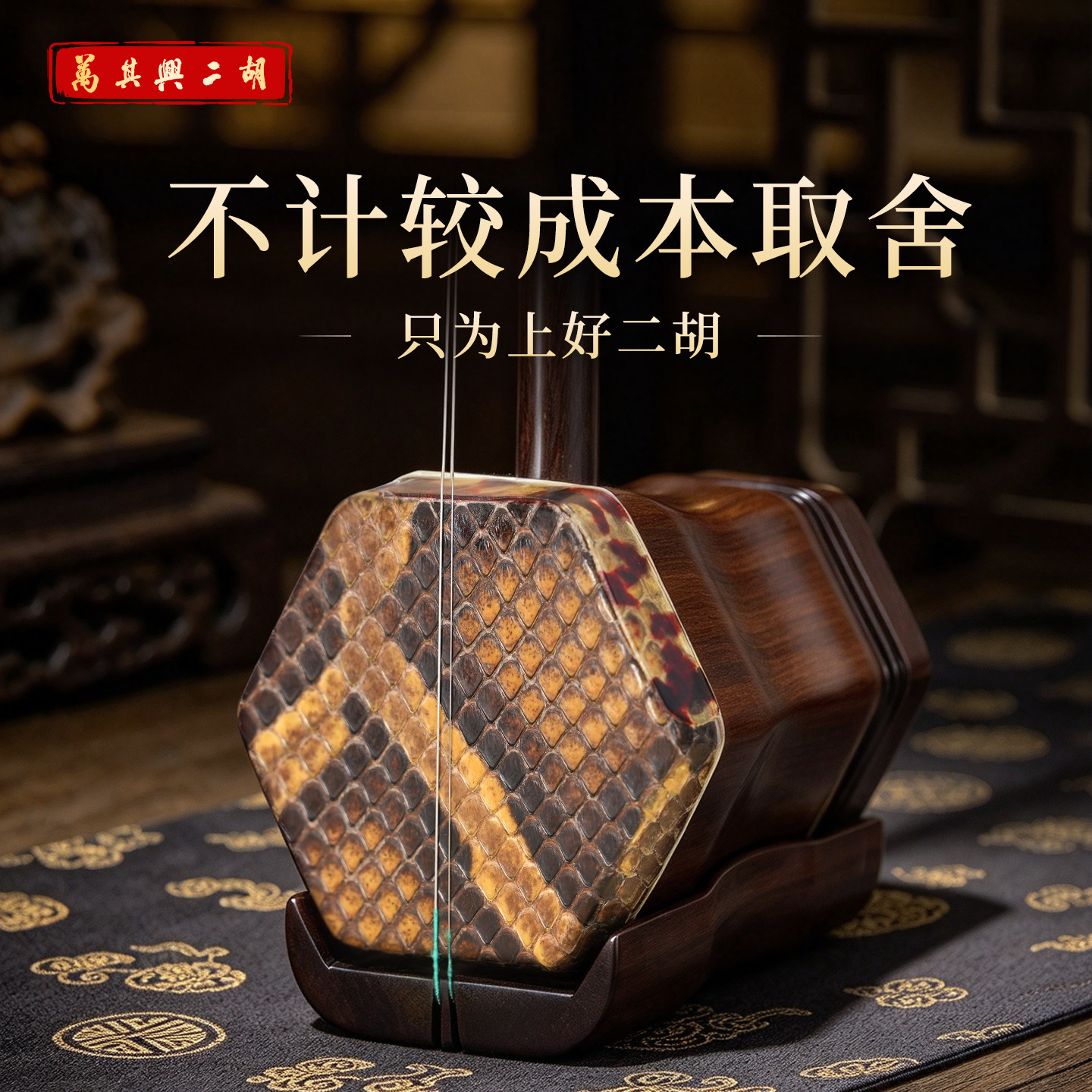 万其兴二胡乐器初学者入门小学生考级二胡十大名牌紫檀黑檀老红木