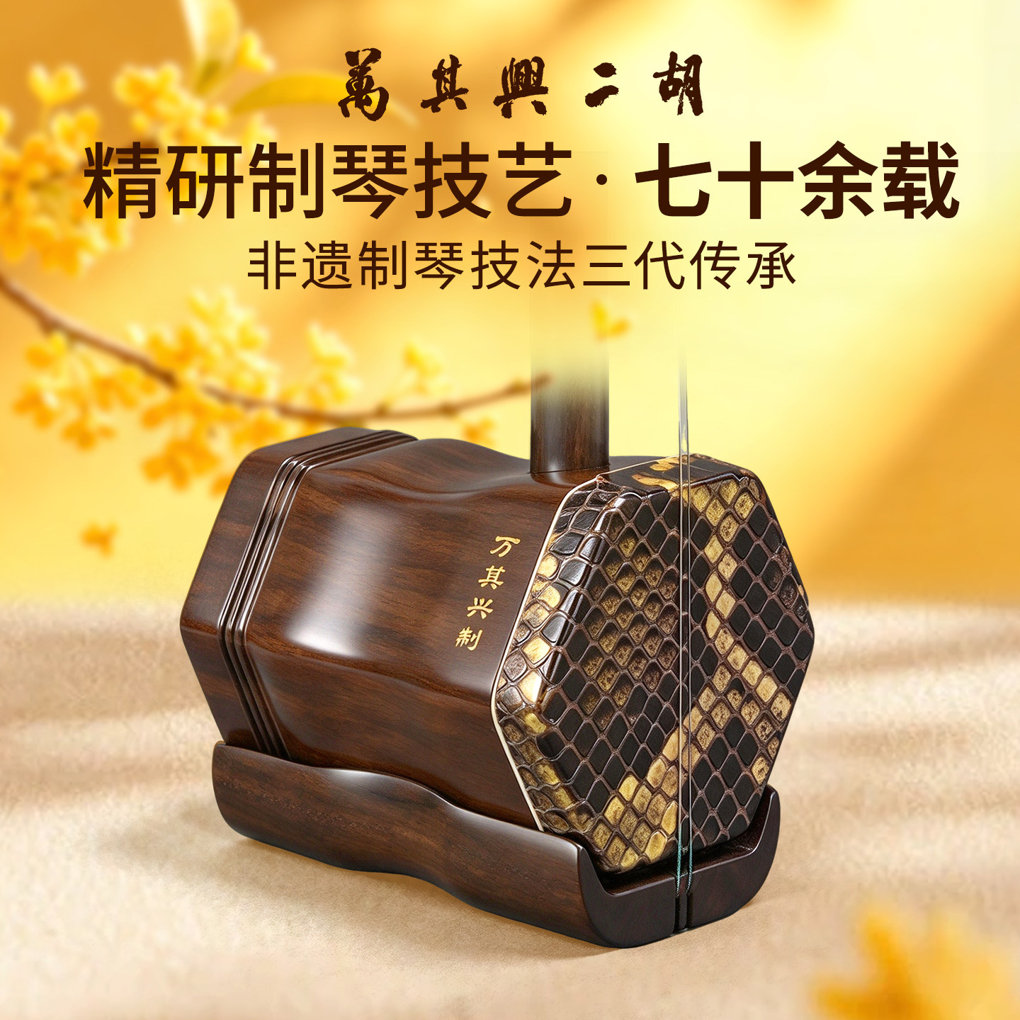 万其兴二胡乐器初学者入门小学生考级二胡十大名牌紫檀黑檀老红木