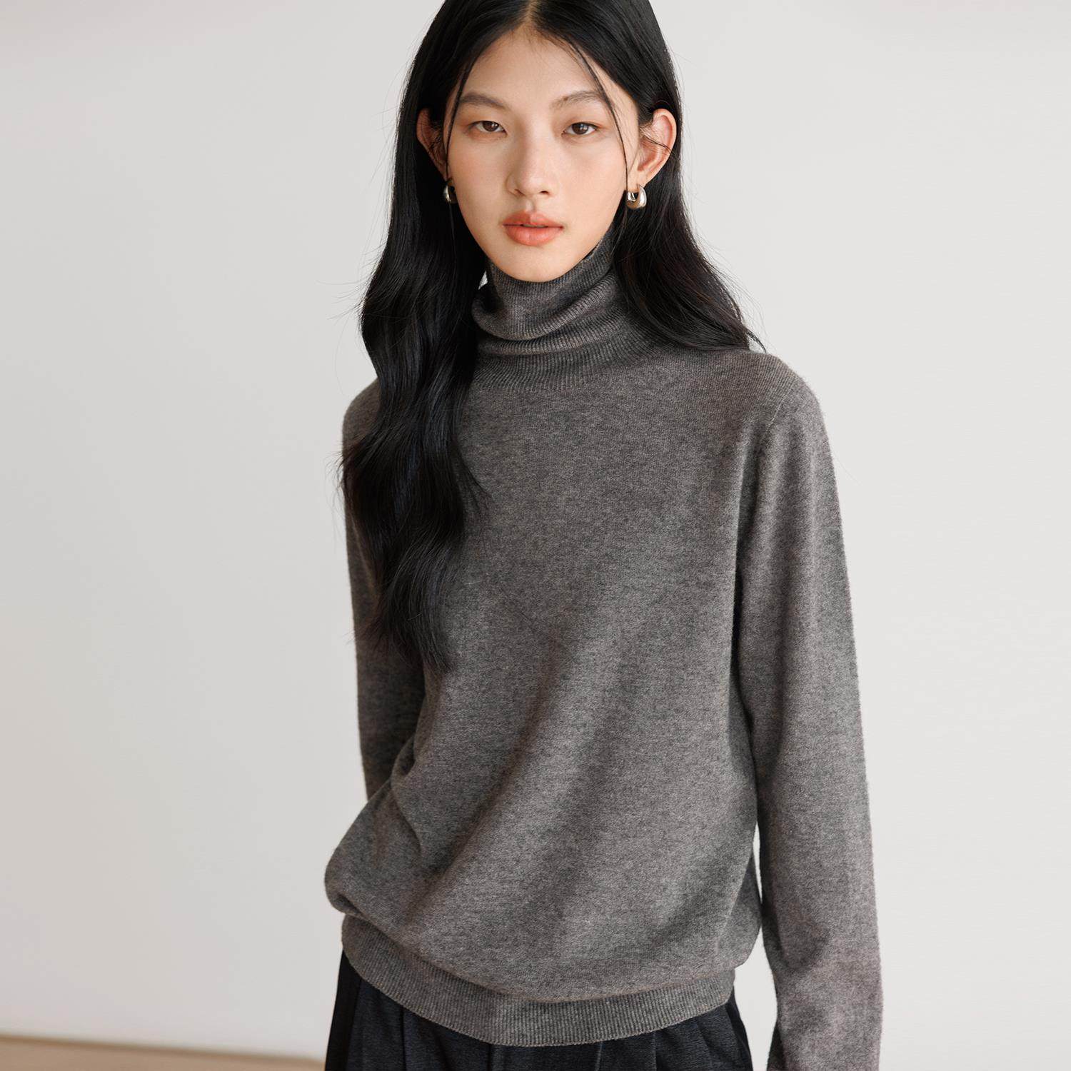 冬季高领针织毛衣女2025新款天鹅绒宽松气质长袖绵羊毛内搭上衣