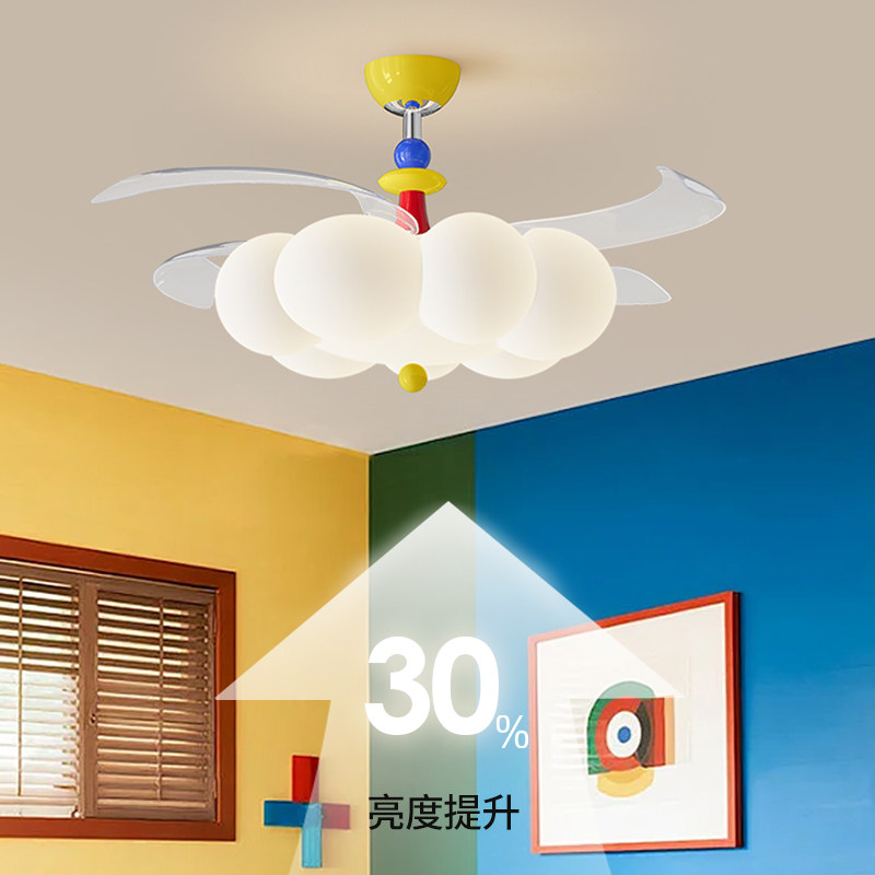 孟菲斯奶油风静音护眼隐形风扇灯图片