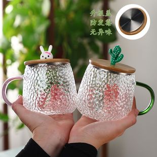马克杯带盖水杯办公室 高颜值玻璃杯女高硼硅耐高温玻璃杯子情侣款