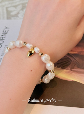 JINYU天然巴洛克珍珠手链女