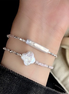 S925纯银巴洛克珍珠手链