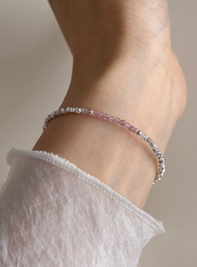 天然紫水晶碎银子手链女款