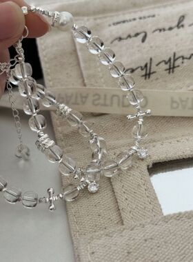 S925银淡水珍珠白水晶手链