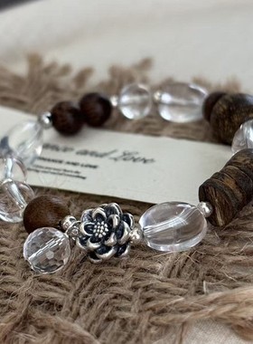 999银新国风天然白水晶手链