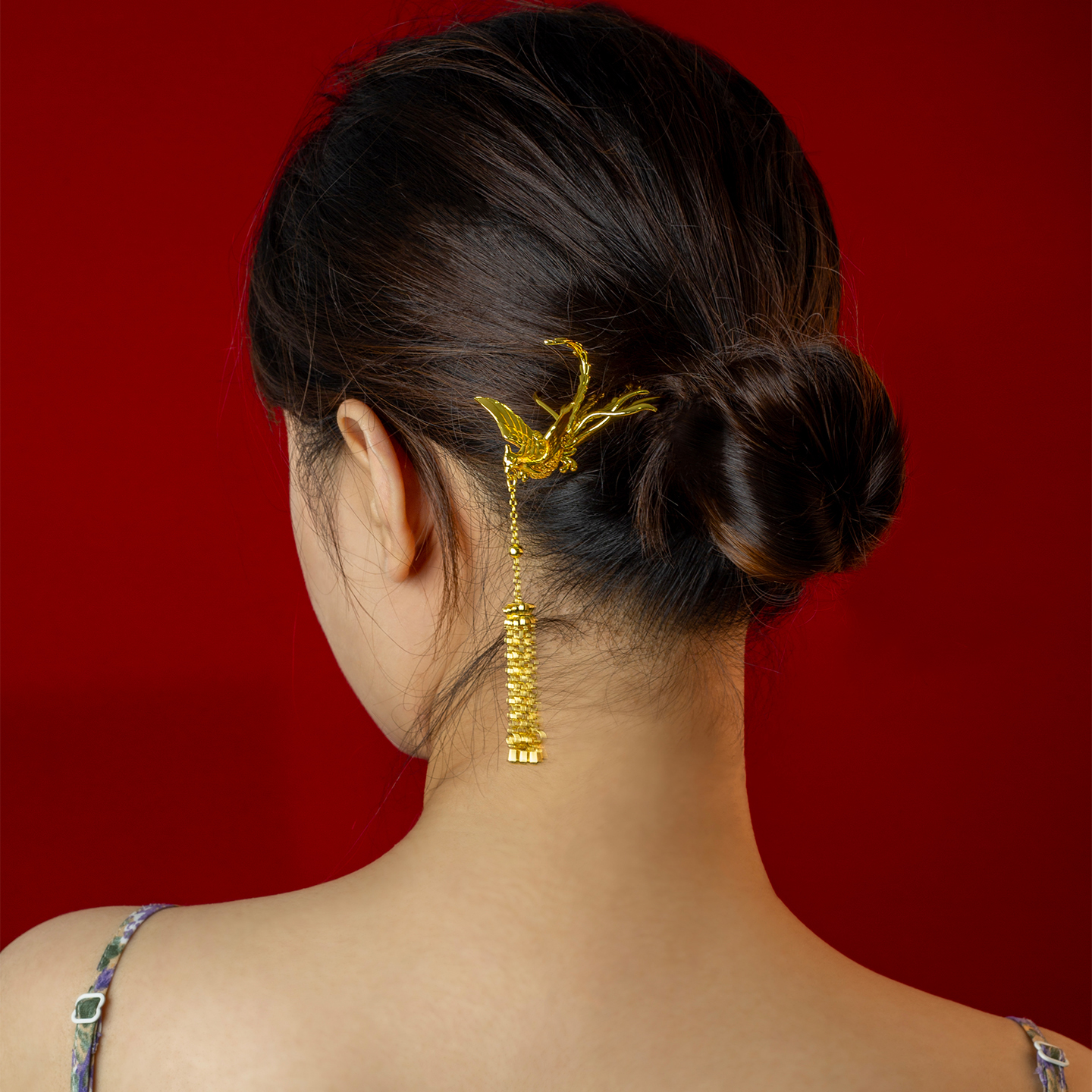 凤凰于飞发簪古法沙金发簪