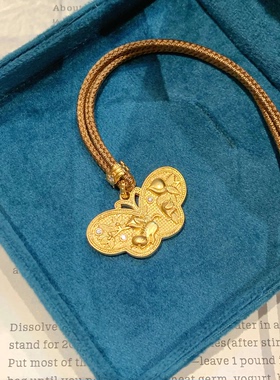 庄周梦蝶蝴蝶项链古法沙金