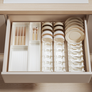 厨房抽屉内置碗架抽屉内置盘子筷勺放碗收纳架厨房抽屉分隔神器