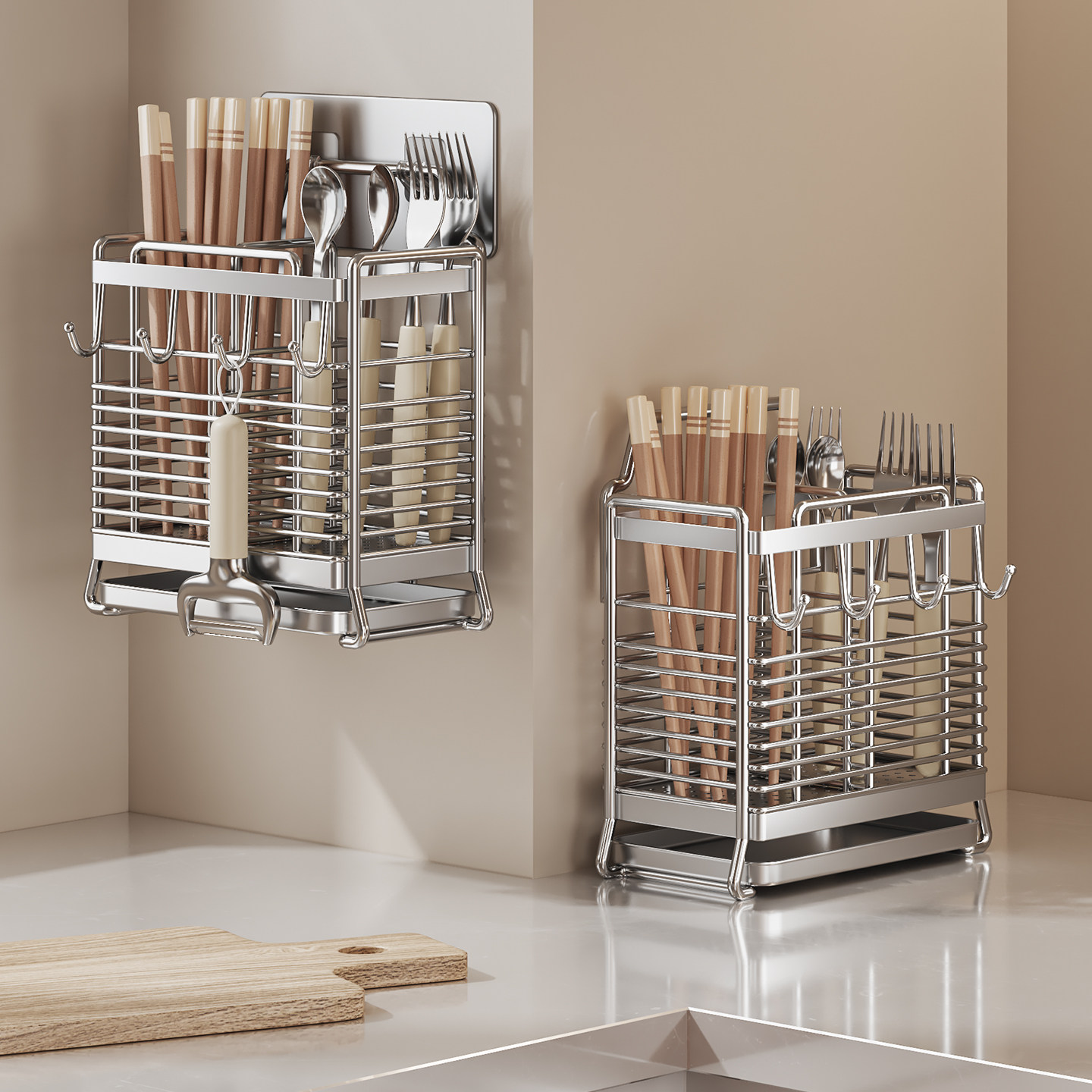304不锈钢筷子筒壁挂式筷子收纳盒家用筷子勺子筷子筒置物架,餐饮具,餐具笼/架,淘宝优惠券,粉丝福利购,淘宝优惠卷