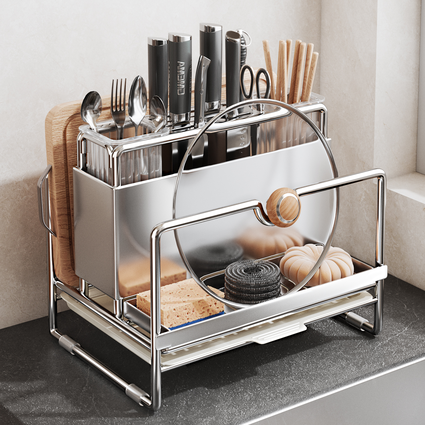 【不锈钢】厨房刀具置物架