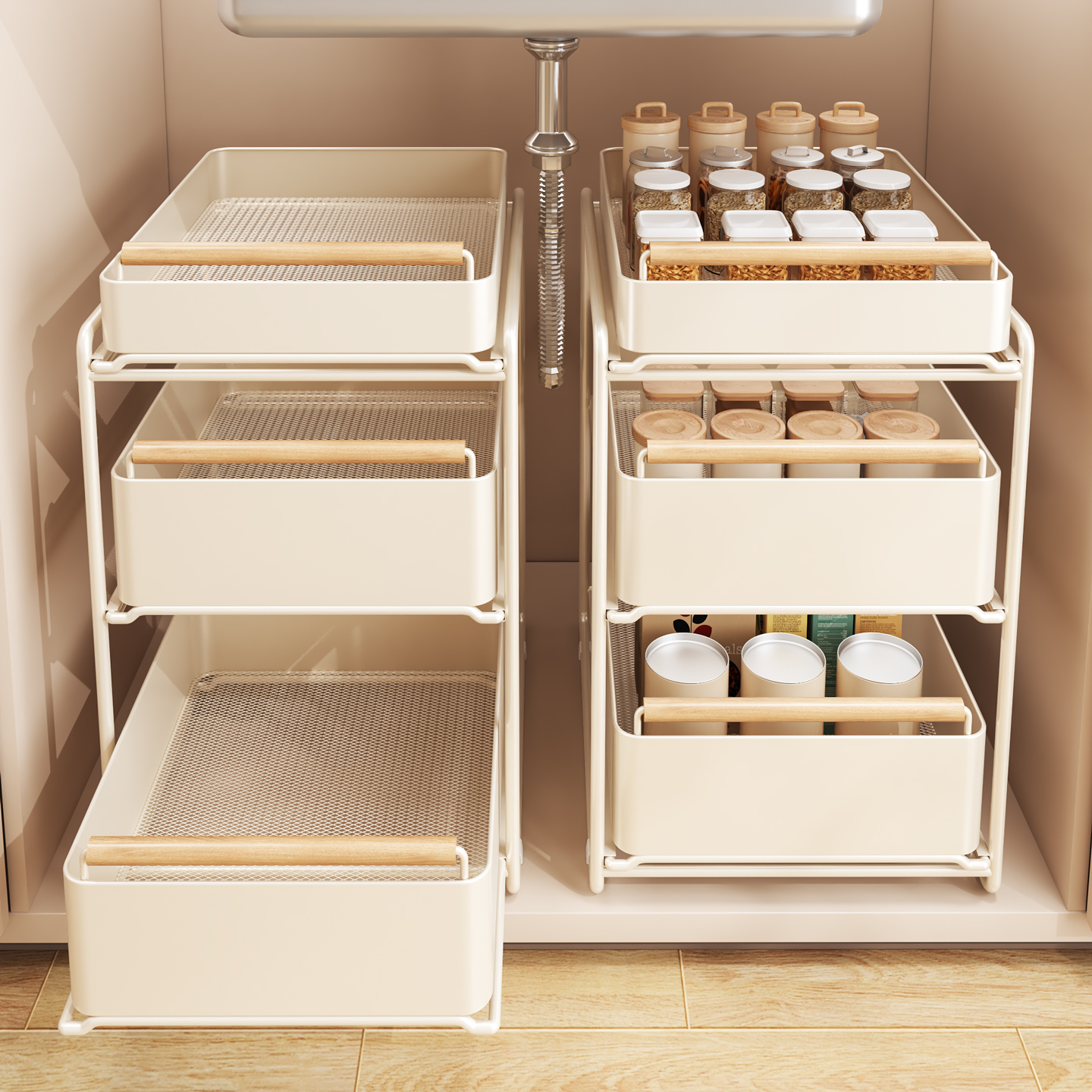 【原木风】抽拉式置物架