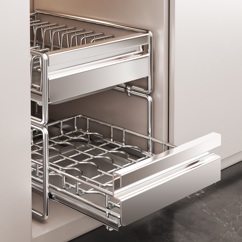 【不锈钢】抽拉碗碟架