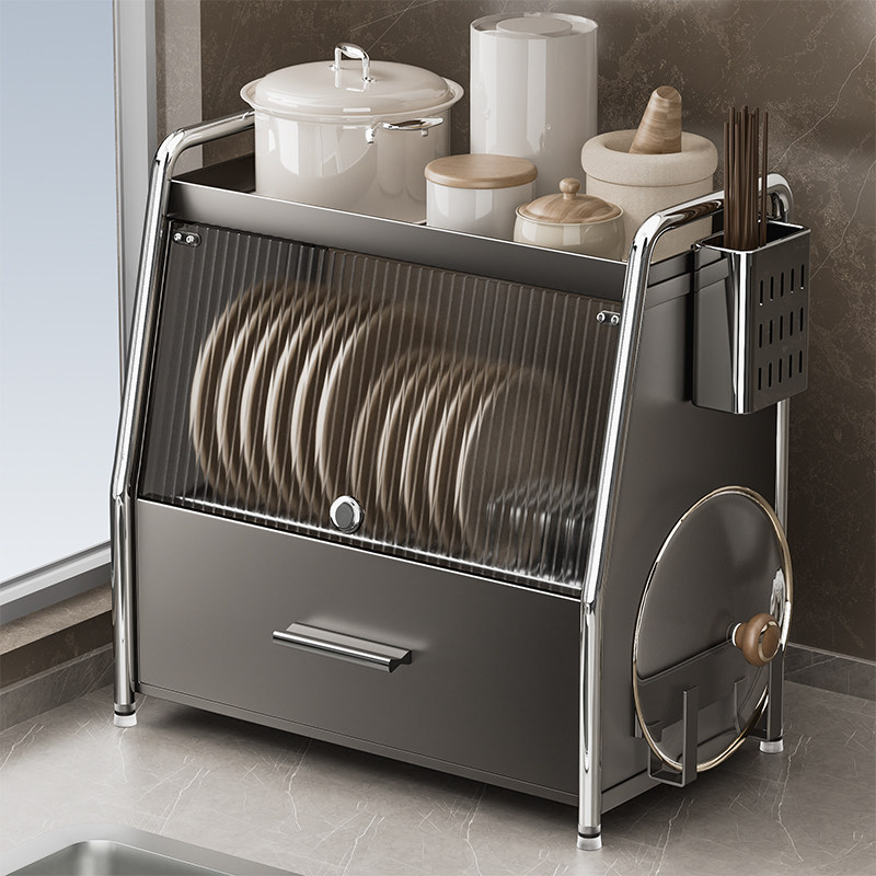 厨房碗碟收纳架碗盘收纳盒碗架沥水架家用碗柜置物架多功能放碗筷