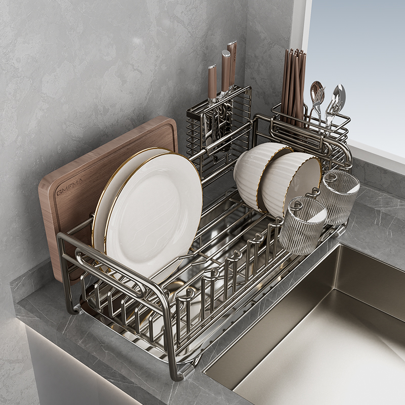 不锈钢厨房水槽置物架窄边沥水架水槽边碗盘碗碟收纳层架沥水碗架