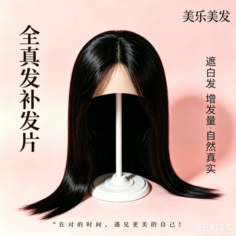 假发片女头顶遮白发增发量中长款