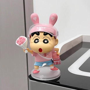 生日礼物送女友潮玩蜡笔小新送花手办摆件家居好物装饰情人节礼品