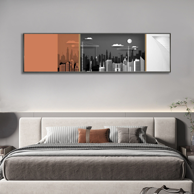 沙发背景墙横幅装饰画空间延伸光影现代简约轻奢抽象卧室床头挂画