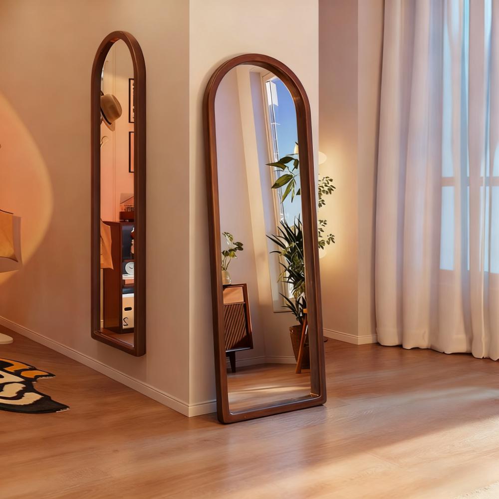 MOER实木全身镜落地镜家用高级复古镜子挂墙试衣ins风穿衣镜贴墙