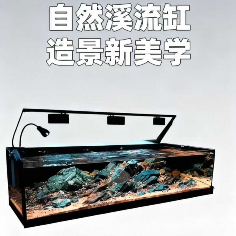金晶五线超白玻璃鱼缸小型家用客厅长方形溪流水草乌龟缸