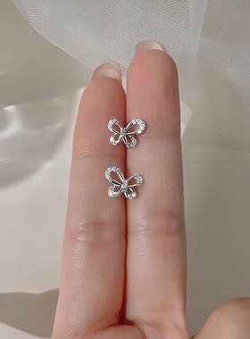 2025新款镂空蝴蝶耳钉女耳环小众设计感轻奢高级森系甜美耳饰百搭