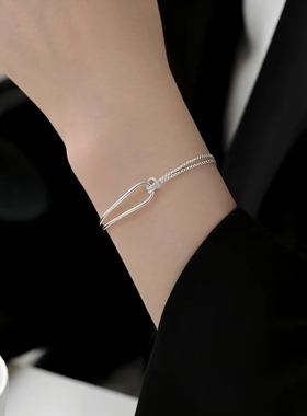 打结手链女几何圆弧手镯链女时尚韩版简约气质链条优雅饰品送女友