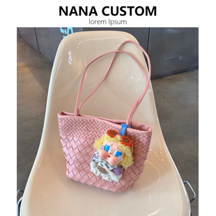 小众手工编织包包女高级感百搭腋下包2026春夏新款 牛皮单肩水桶包