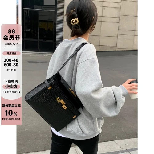 Ретро универсальная сумка через плечо, сумка на одно плечо, из натуральной кожи, крокодиловый принт