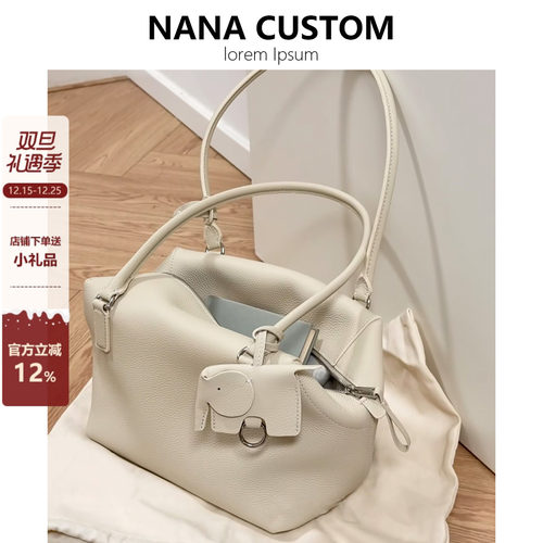 头层togo牛皮保龄球包女托特包